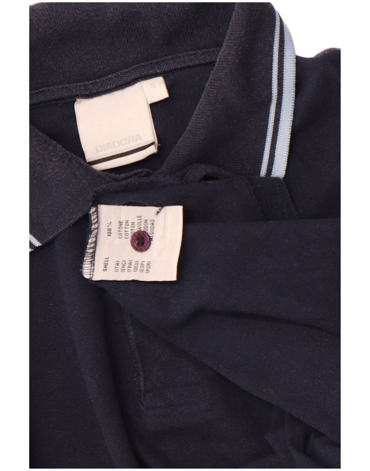 Camisa polo masculina Diadora pequena algodão azul marinho