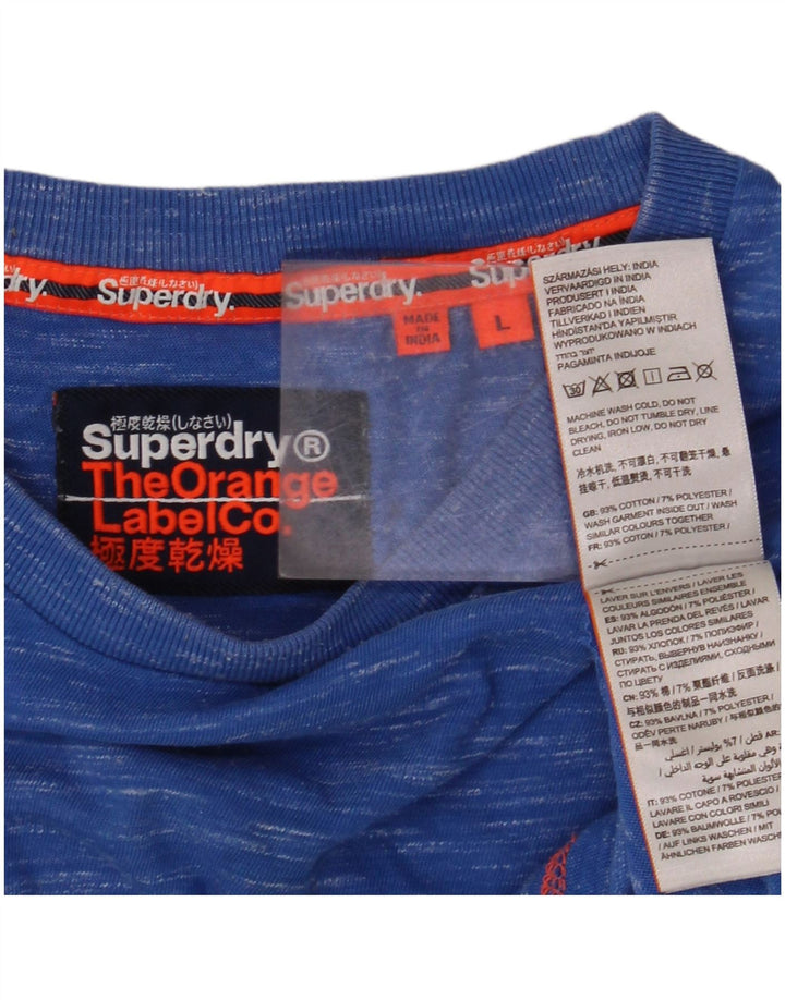 Camiseta masculina SUPERDRY grande algodão manchado azul
