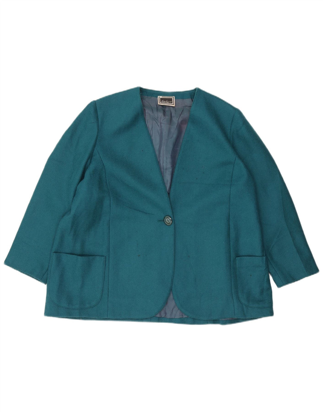 Jaqueta blazer feminina Luisa Spagnoli com 1 botão Reino Unido 20 2XL lã azul