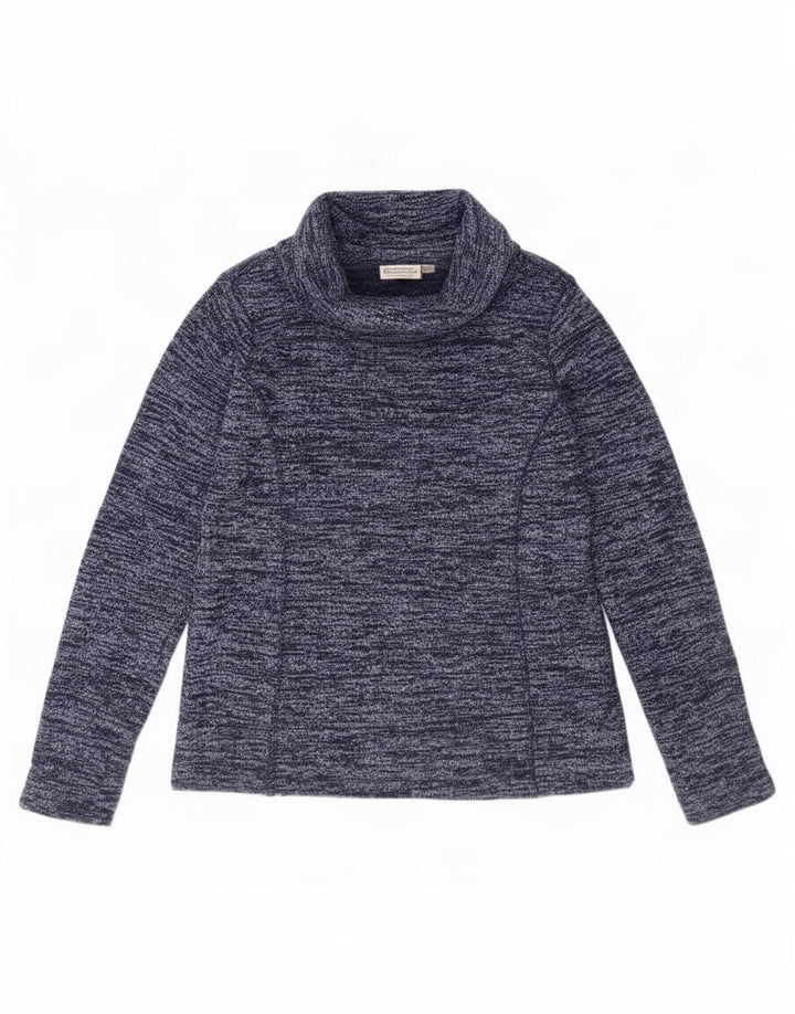 Top feminino Mountain Warehouse manga comprida UK 12 médio azul manchado