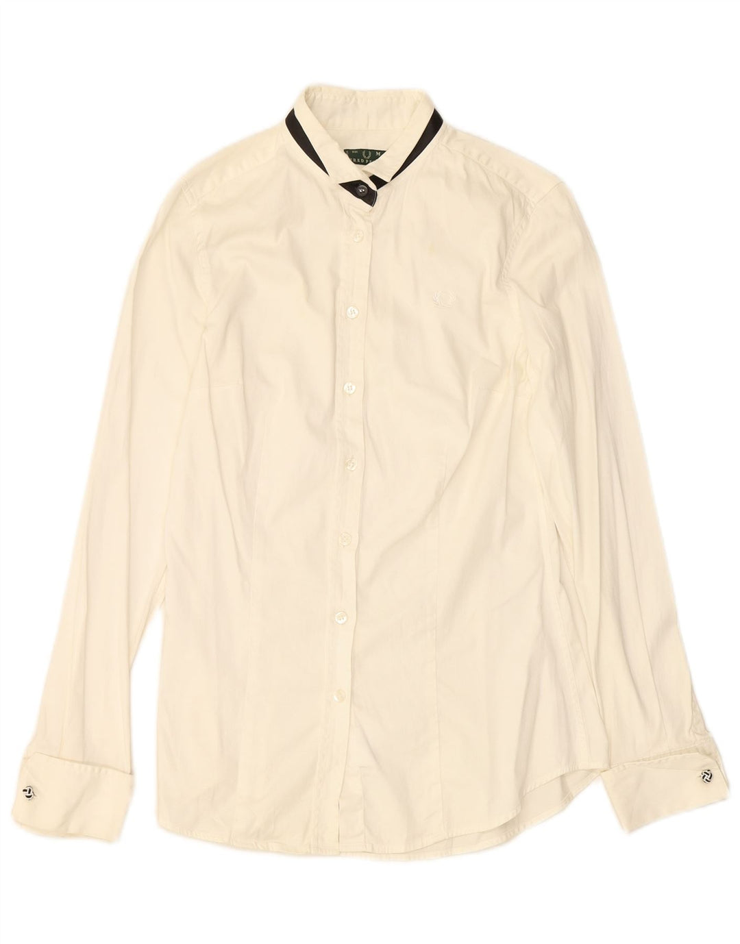 Camisa feminina FRED PERRY UK 12 médio algodão branco