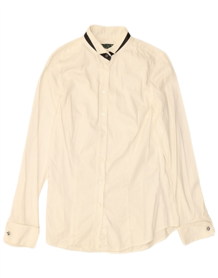 Camisa feminina FRED PERRY UK 12 médio algodão branco