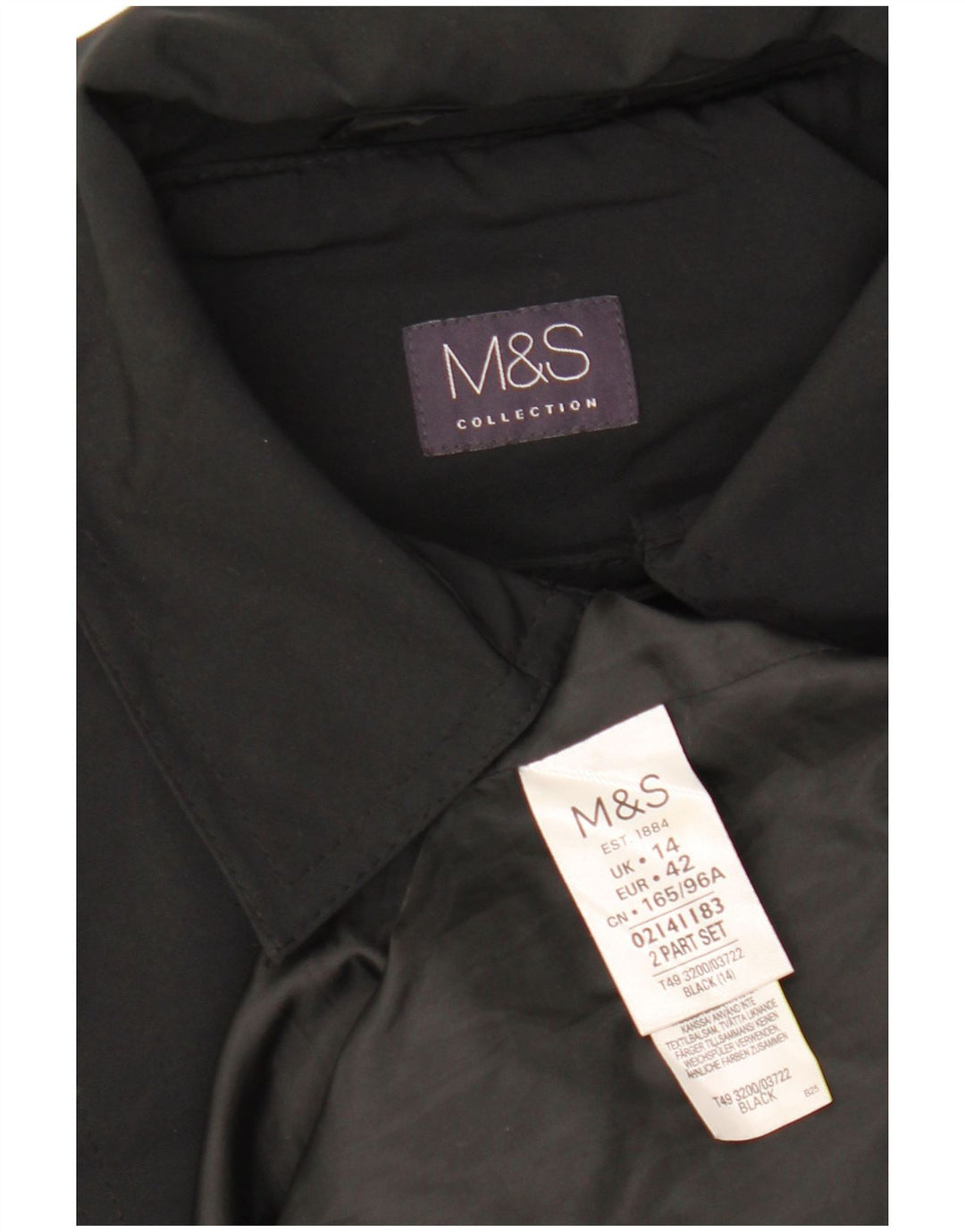 Casaco impermeável feminino MARKS & SPENCER UK 14 grande poliéster preto