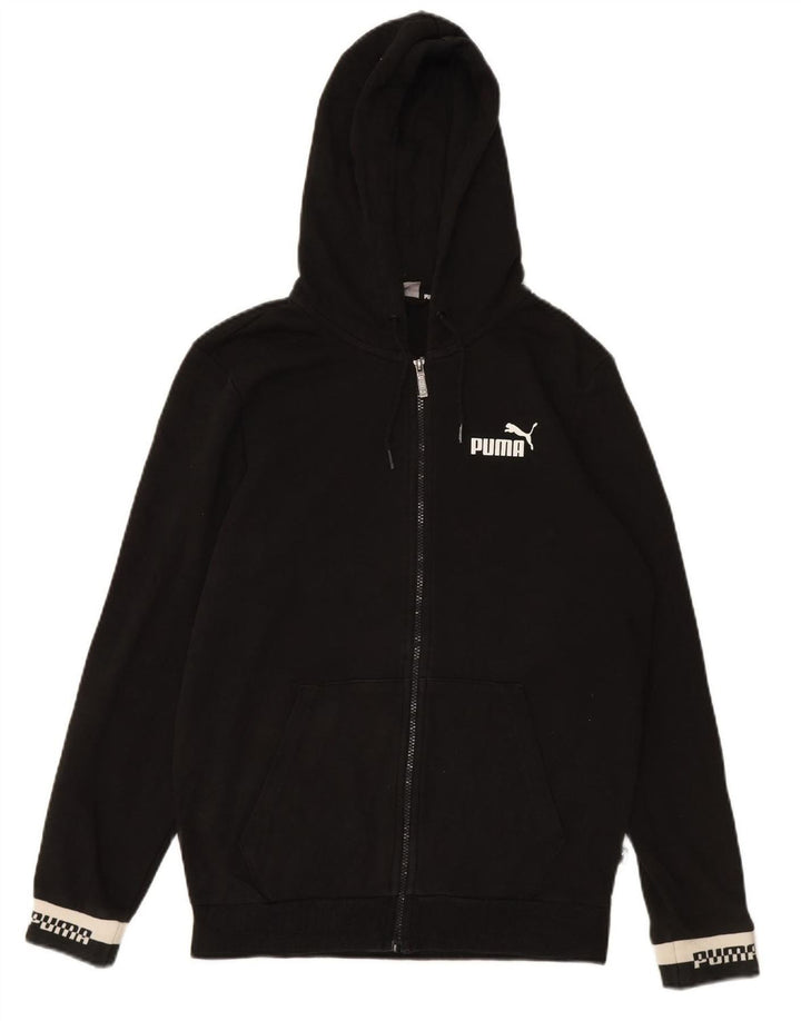 Suéter PUMA masculino com capuz e zíper pequeno algodão preto
