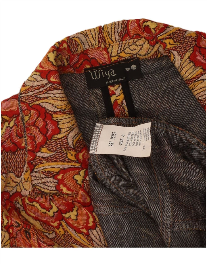Jaqueta blazer feminina vintage com 1 botão UK 10 pequena floral multicolorida