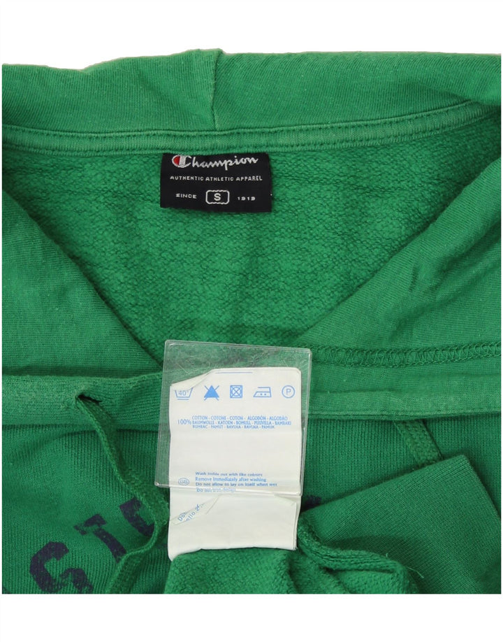 CHAMPION Mens Graphic Hoodie Jumper Small Green Cotton Vintage Champion and Second-Hand Champion from Messina Hembry 