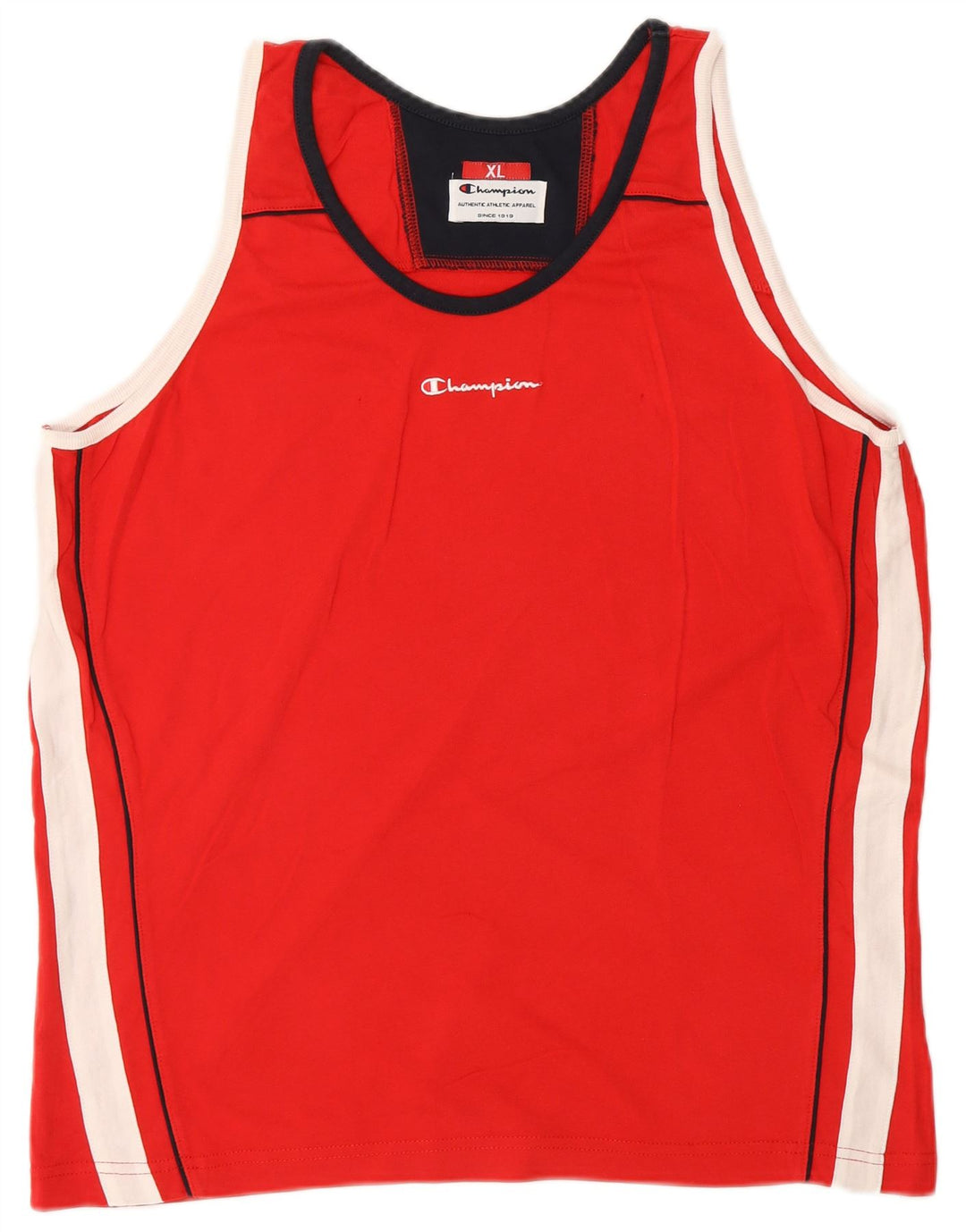CHAMPION Mens Graphic Vest Top XL Vermelho Colorblock Algodão