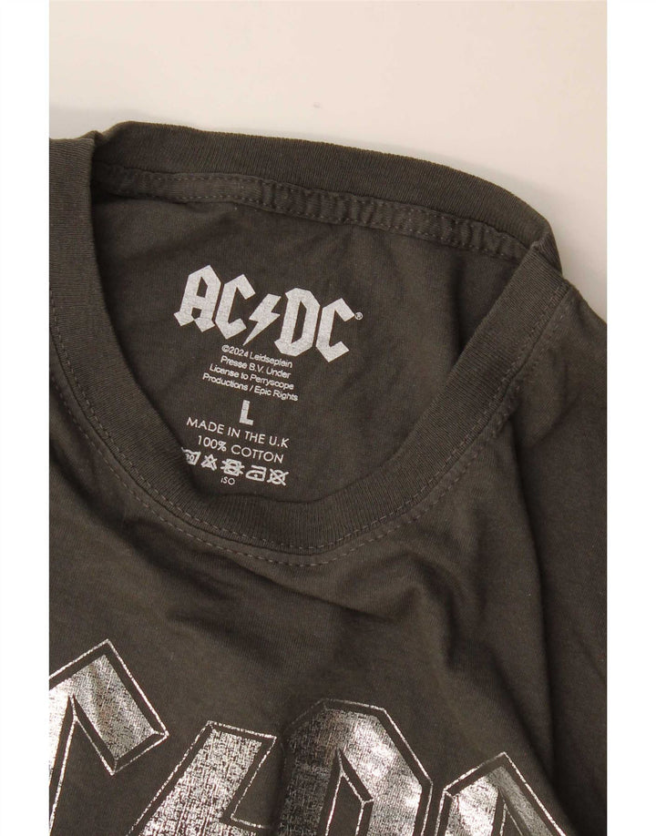 Camiseta gráfica masculina AC/DC com faixa grande de algodão cinza