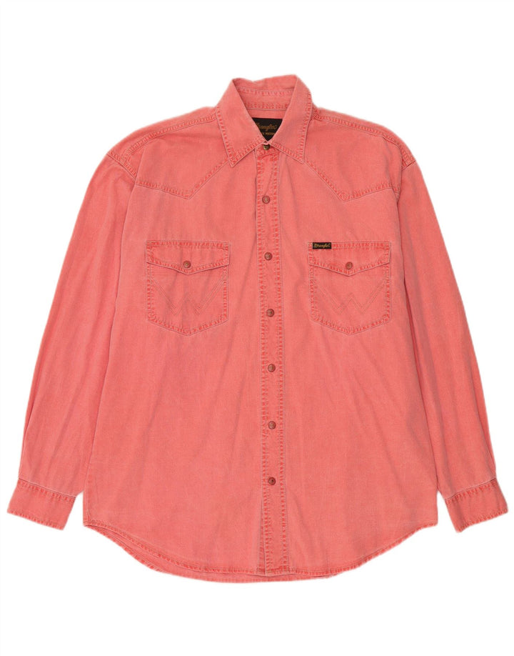 Camisa jeans masculina Wrangler médio algodão vermelho