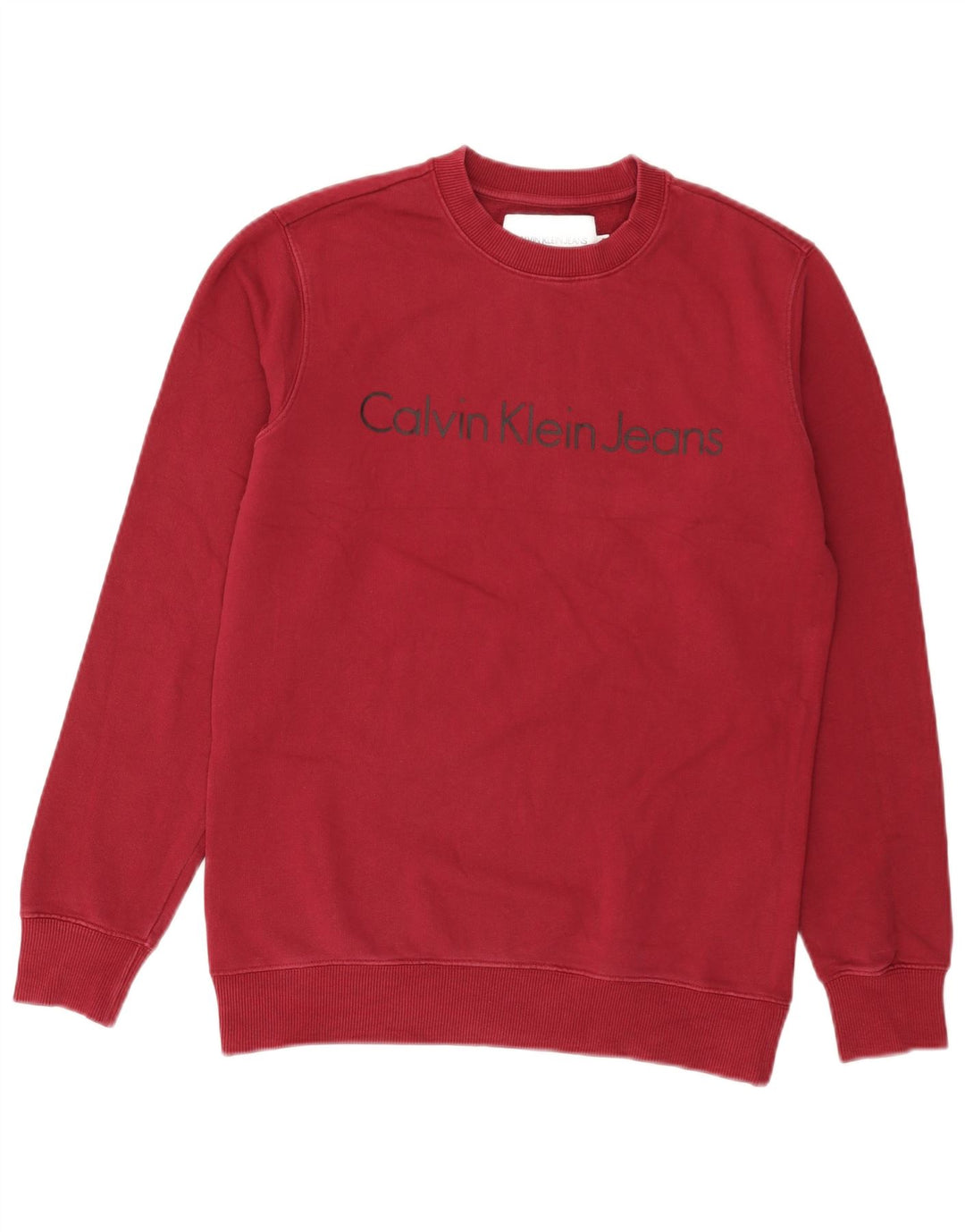 Calvin Klein Jeans Masculino moletom gráfico jumper pequeno algodão vermelho