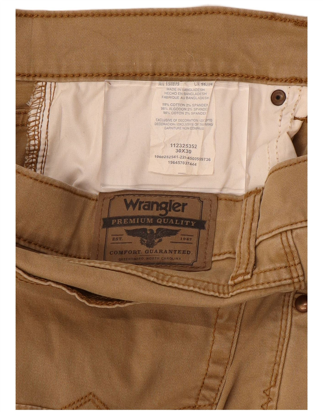 Wrangler Calça masculina reta casual W30 L30 algodão marrom