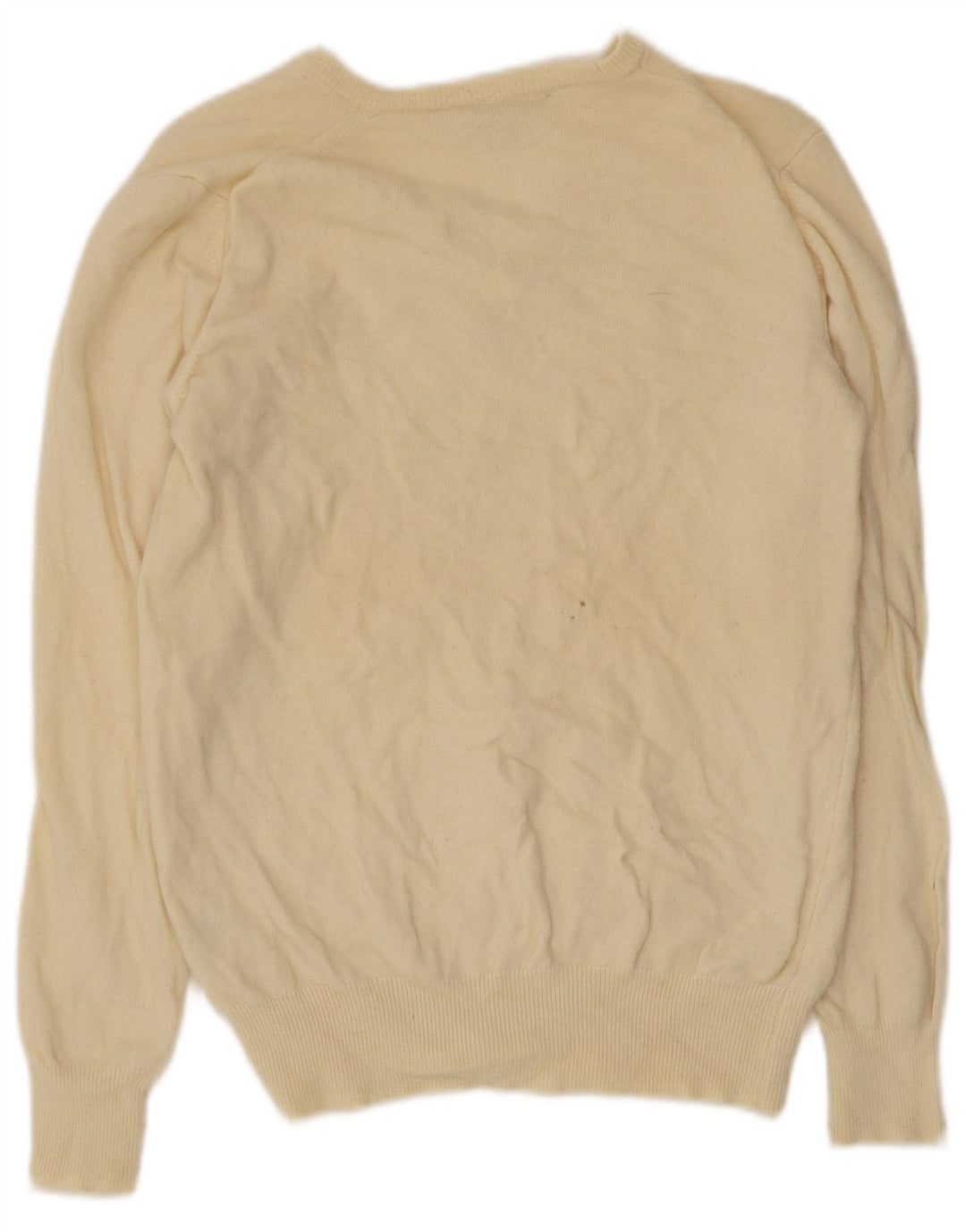 Suéter feminino vintage com decote em V IT 50 XL lã bege