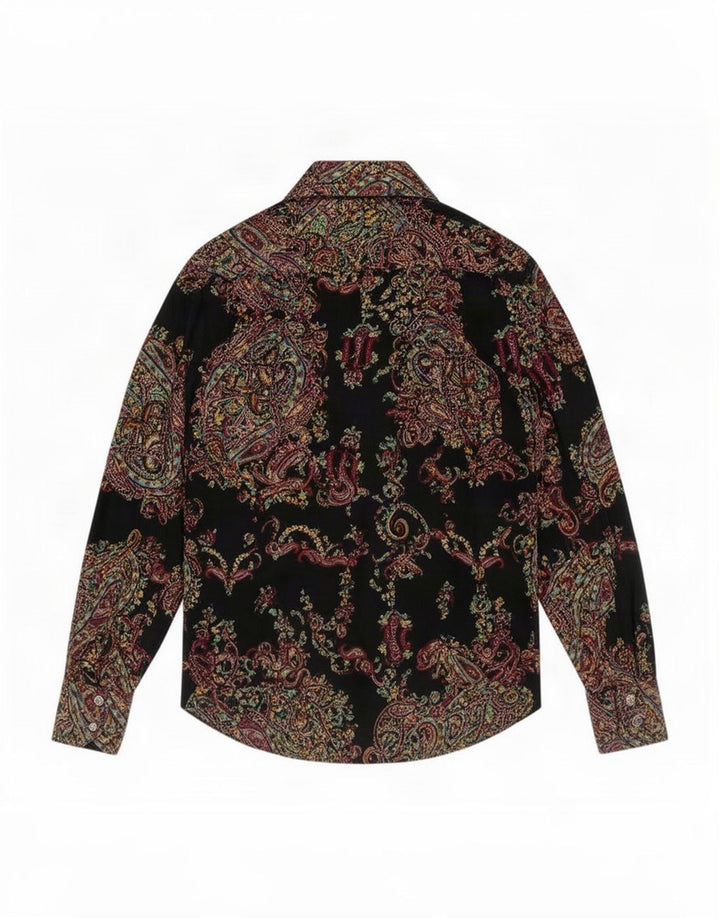 Camisa feminina Etro IT 44 algodão paisley preto médio