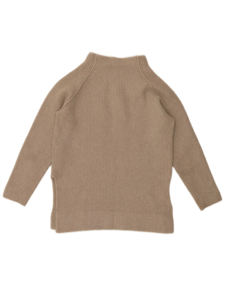 Suéter feminino Massimo Dutti com gola tartaruga Reino Unido 12 lã bege médio