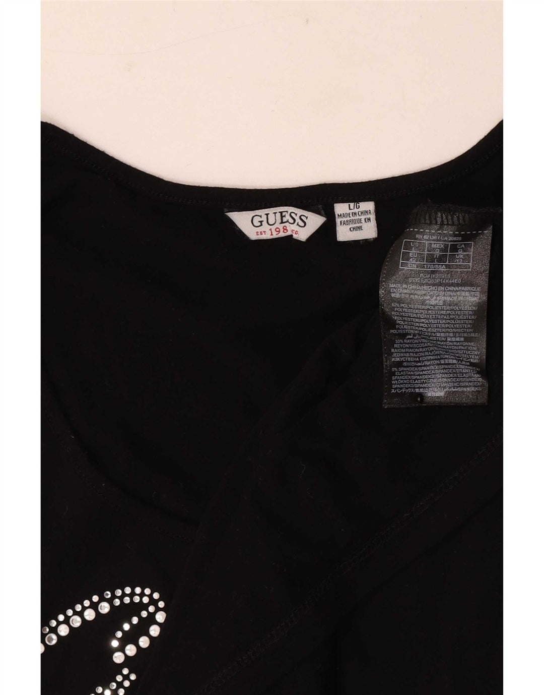 Camiseta feminina Guess com estampa gráfica UK 12 poliéster preto médio