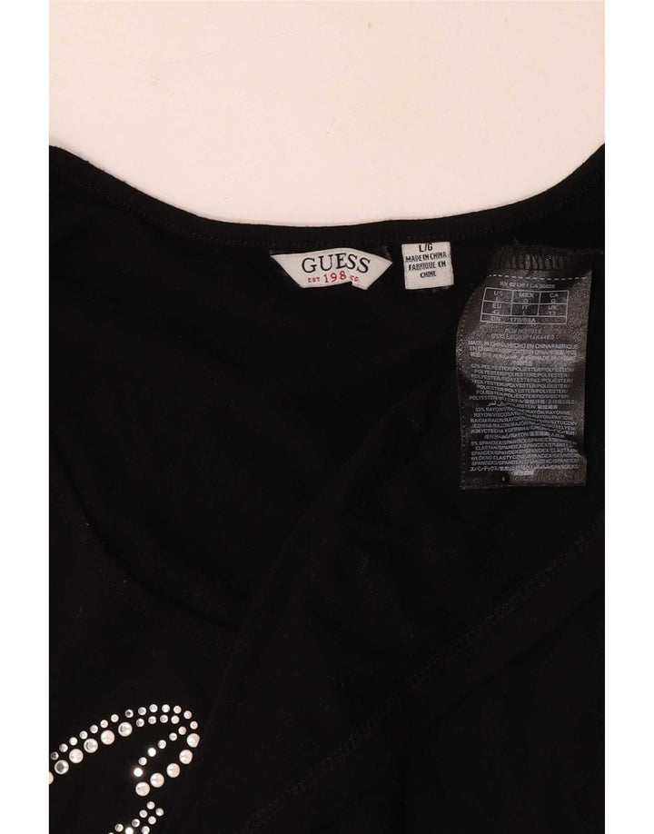 Camiseta feminina Guess com estampa gráfica UK 12 poliéster preto médio