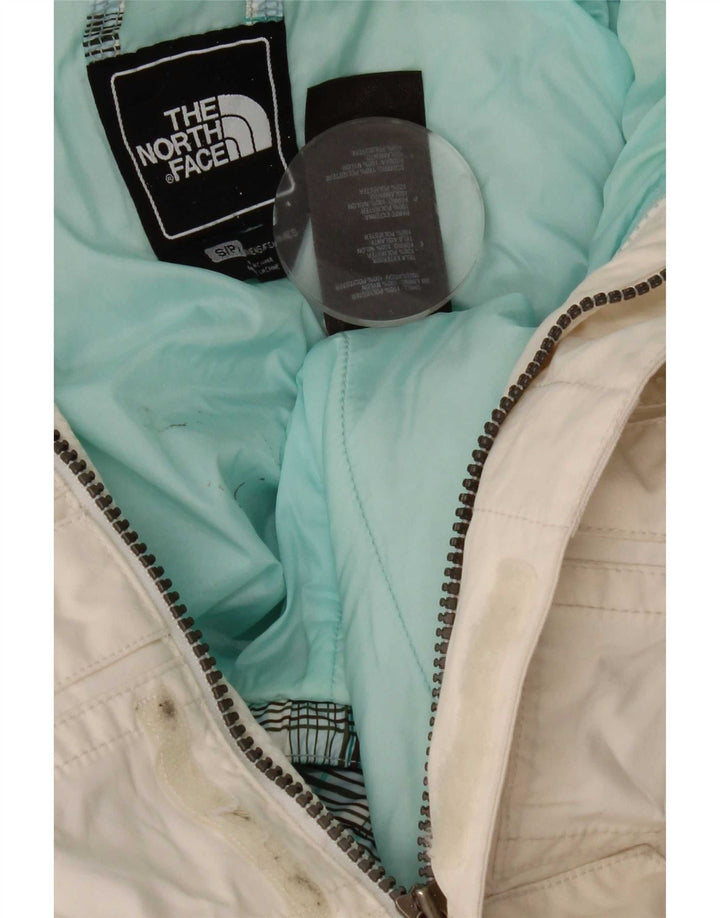 Jaqueta de esqui com capuz feminino The North Face UK 10 pequeno poliéster branco