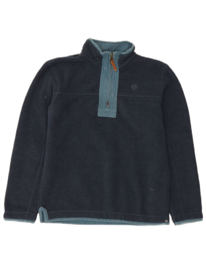 Jumper de lã com zíper e pescoço para meninos Fat Face 10-11 anos de poliéster azul marinho