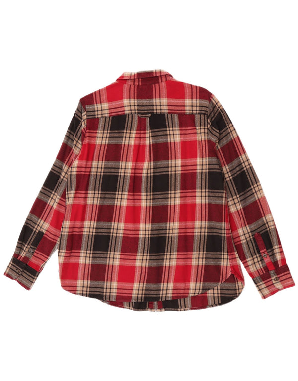 Camisa de flanela feminina Fat Face Reino Unido 16 grande algodão xadrez vermelho