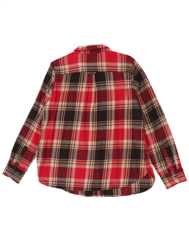 Camisa de flanela feminina Fat Face Reino Unido 16 grande algodão xadrez vermelho