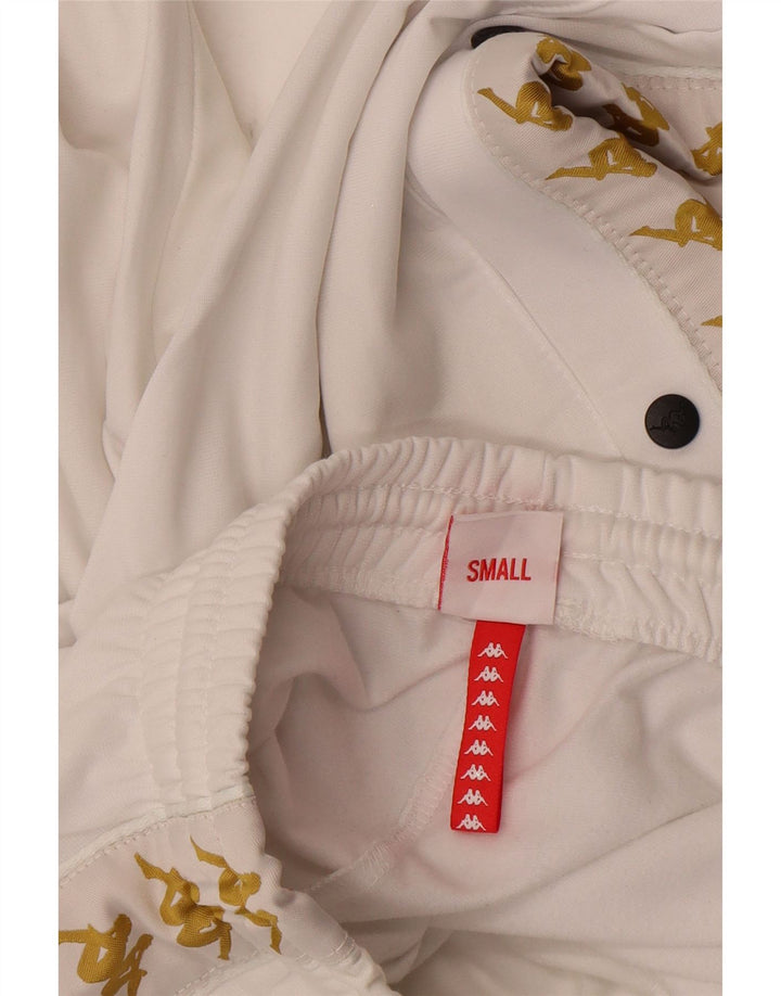 Kappa Mens Graphic Calças de treino pequeno poliéster branco