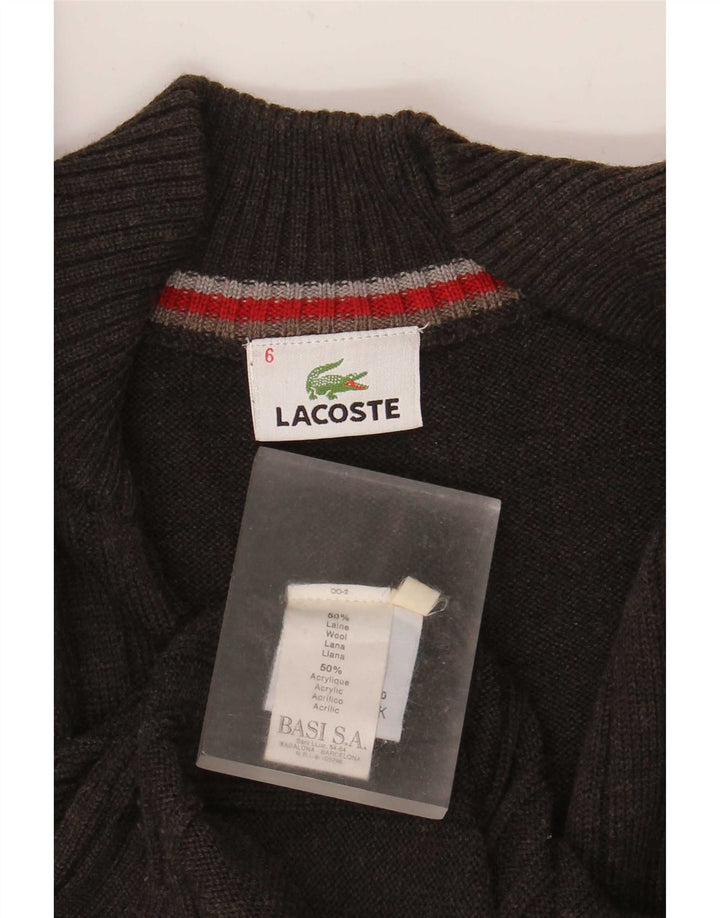Suéter cardigã masculino Lacoste tamanho 6 XL lã marrom