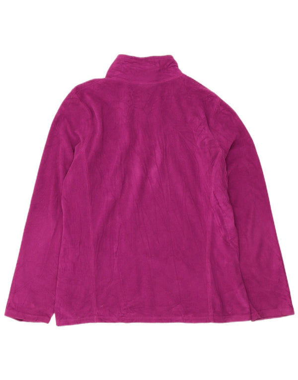 EDDIE BAUER Suéter feminino de lã com gola e zíper Reino Unido 16 grande roxo poliéster