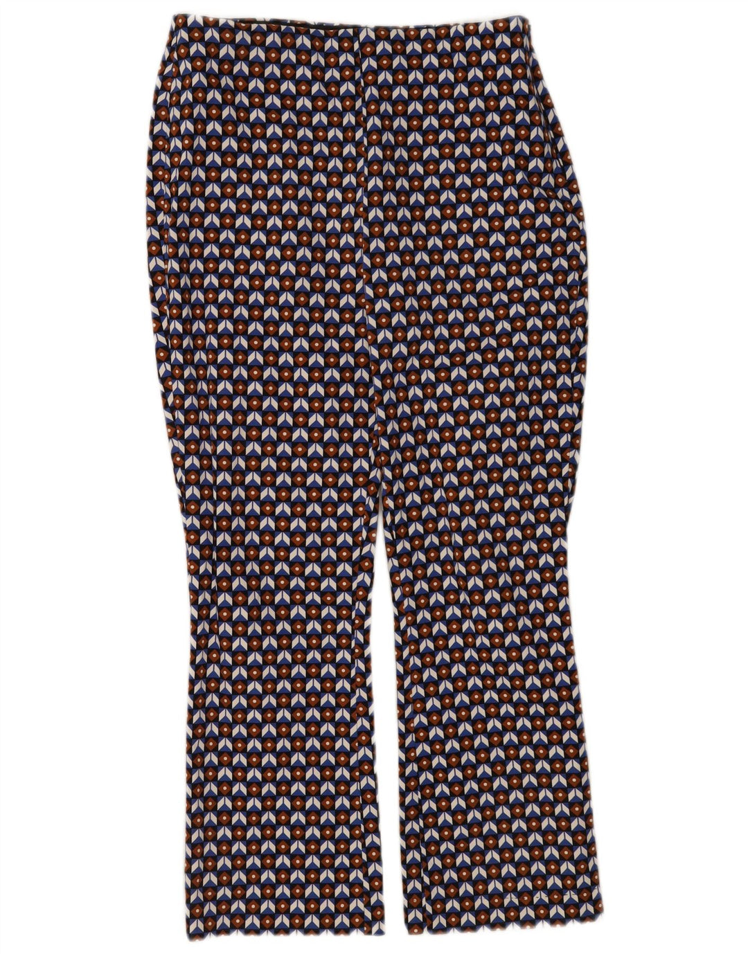 Calça feminina Zara cortada média W28 L26 multicolorida geométrica