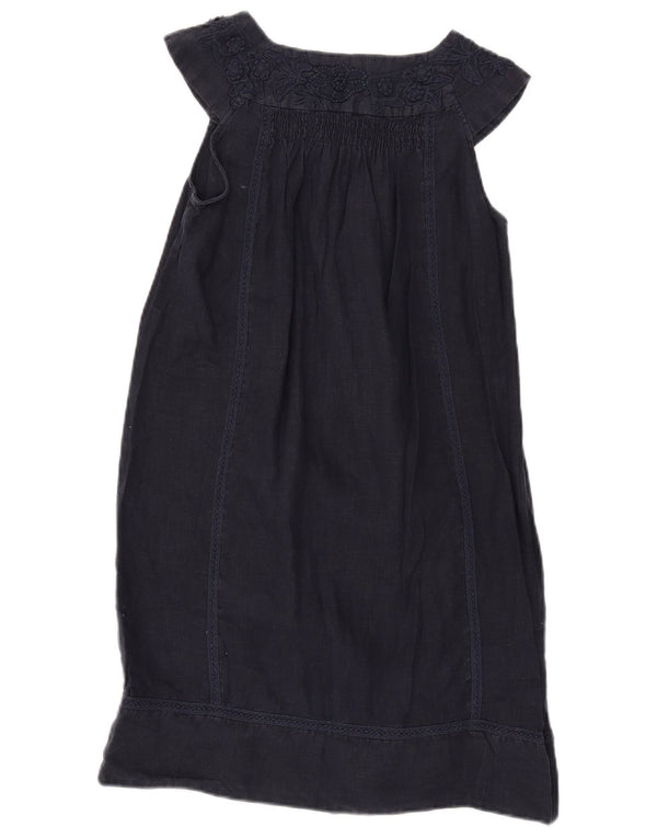 Vestido feminino Zara sem mangas evasê UK 12 médio azul marinho