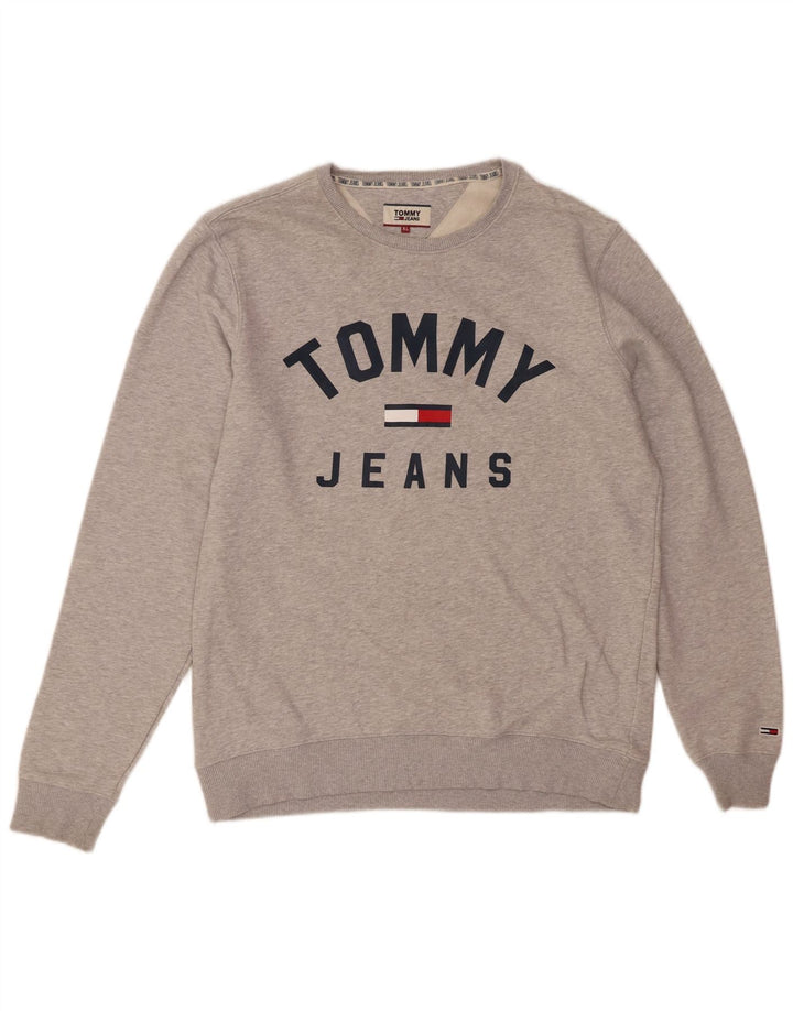 TOMMY HILFIGER Suéter gráfico masculino XL algodão cinza