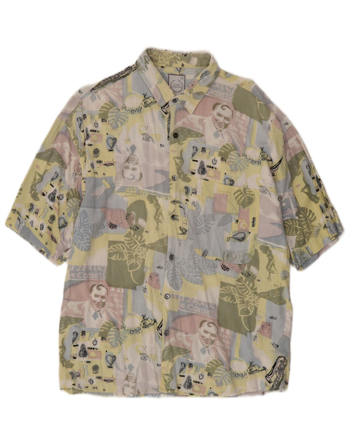Camisa masculina vintage de manga curta XL algodão multicolorido