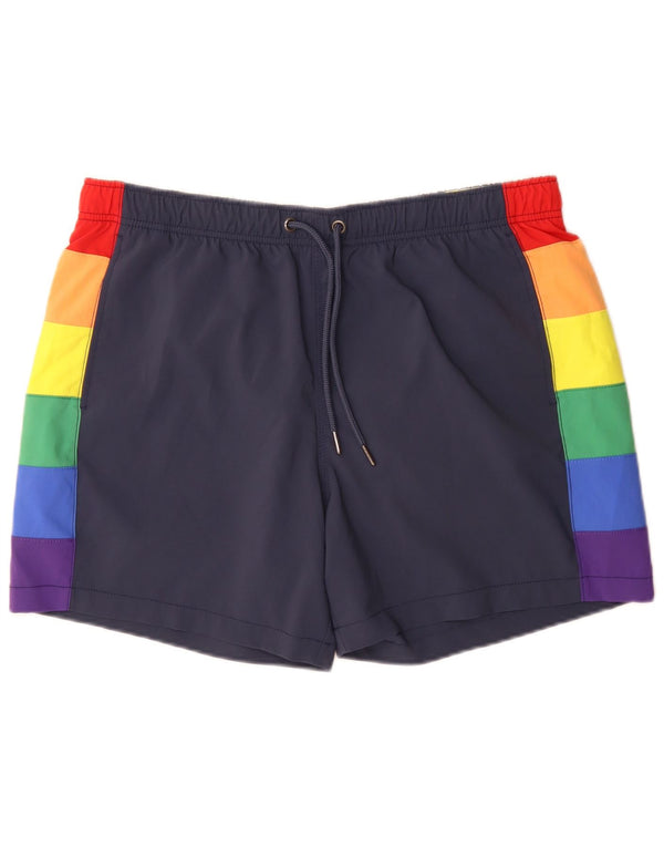 Shorts de natação masculino Abercrombie & Fitch XL azul colorido bloco esportivo