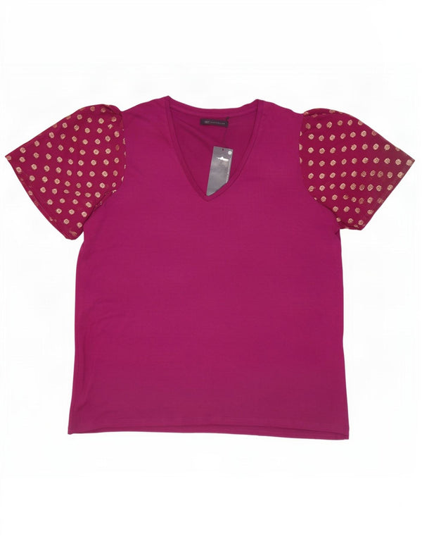 Camiseta feminina Marks & Spencer UK 18 XL marrom manchada viscose