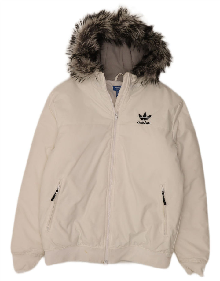 Adidas Mens Jaqueta Acolchoada Com Capuz UK 38 Médio Branco Nylon