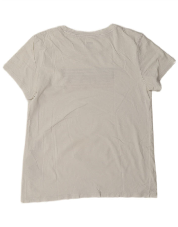 Camiseta feminina gráfica Levi's UK 14 algodão branco médio