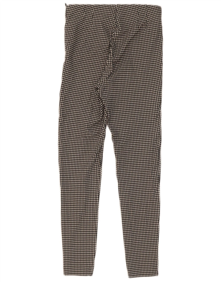 Zara Leggings Femininas UK 8 Pequenas Viscose Gingham Preta