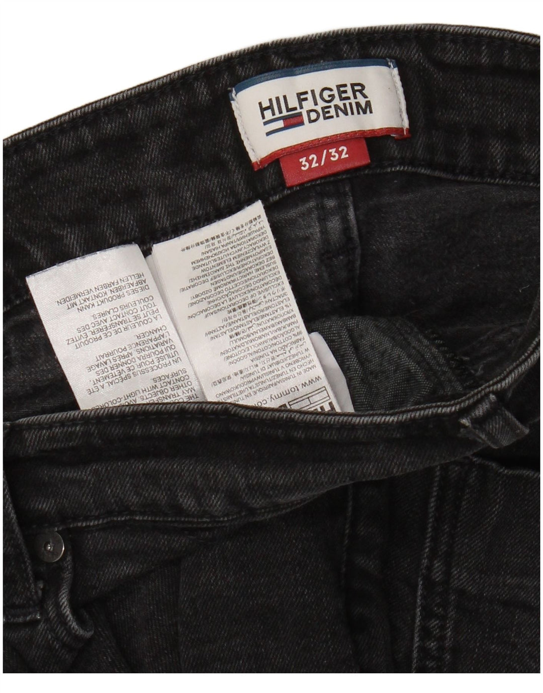 Tommy Hilfiger Masculino Slim Jeans W32 L32 Algodão Preto