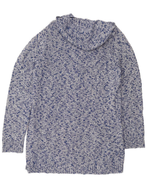 L.L.Bean Suéter cardigã feminino com capuz e palangre Reino Unido 16 grande azul manchado