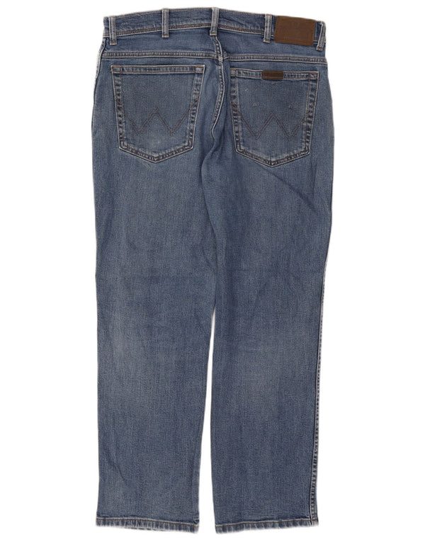 Wrangler Mens Regular Fit Straight Jeans W34 L30 Azul Algodão