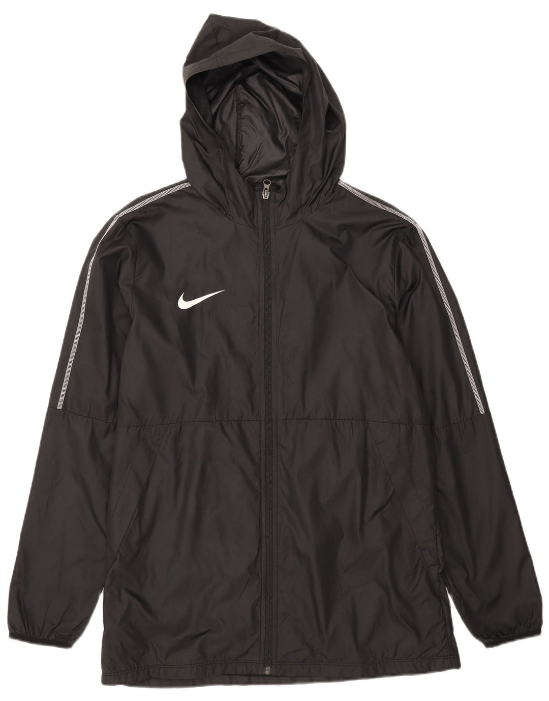Jaqueta de chuva masculina Nike com capuz UK 40 grande poliéster preto
