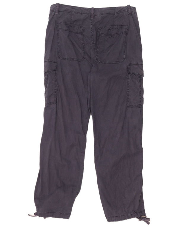 Calça cargo feminina reta de cintura alta Marks & Spencer W34 L31 azul marinho