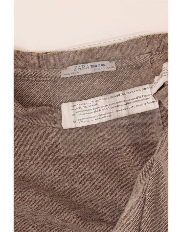 Zara Suéter feminino oversized com gola redonda, Reino Unido 10, pequeno, cinza, poliéster