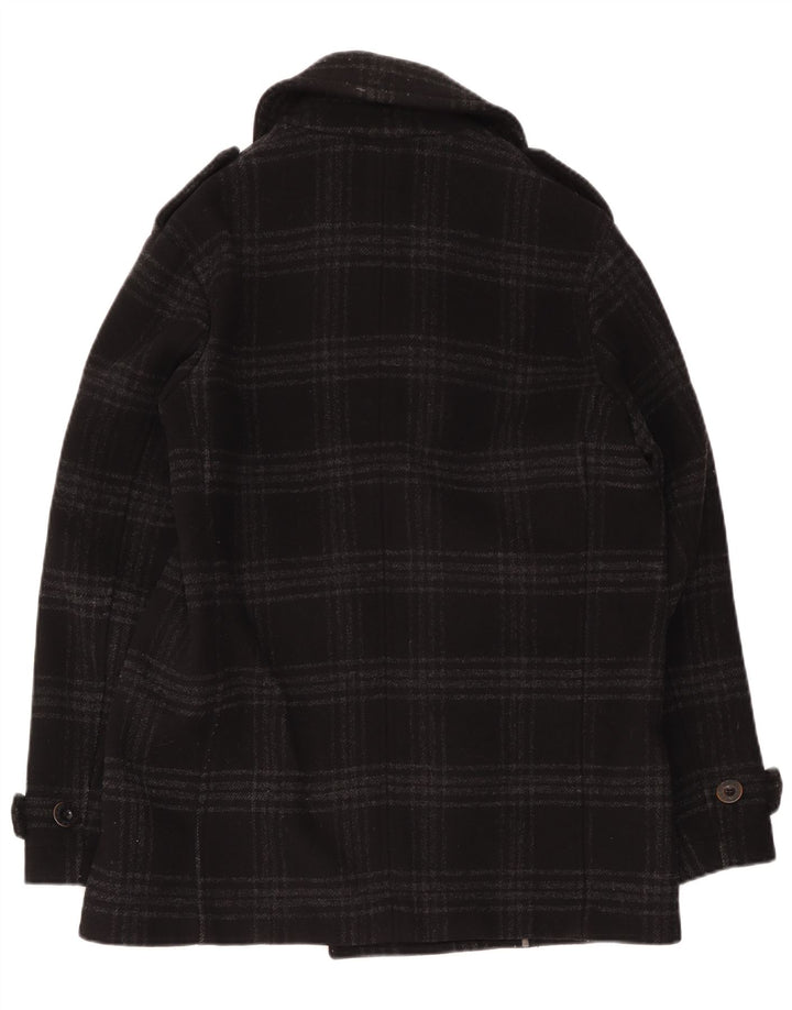 Casaco masculino Pretty Green Pea UK 40 grande lã xadrez preta
