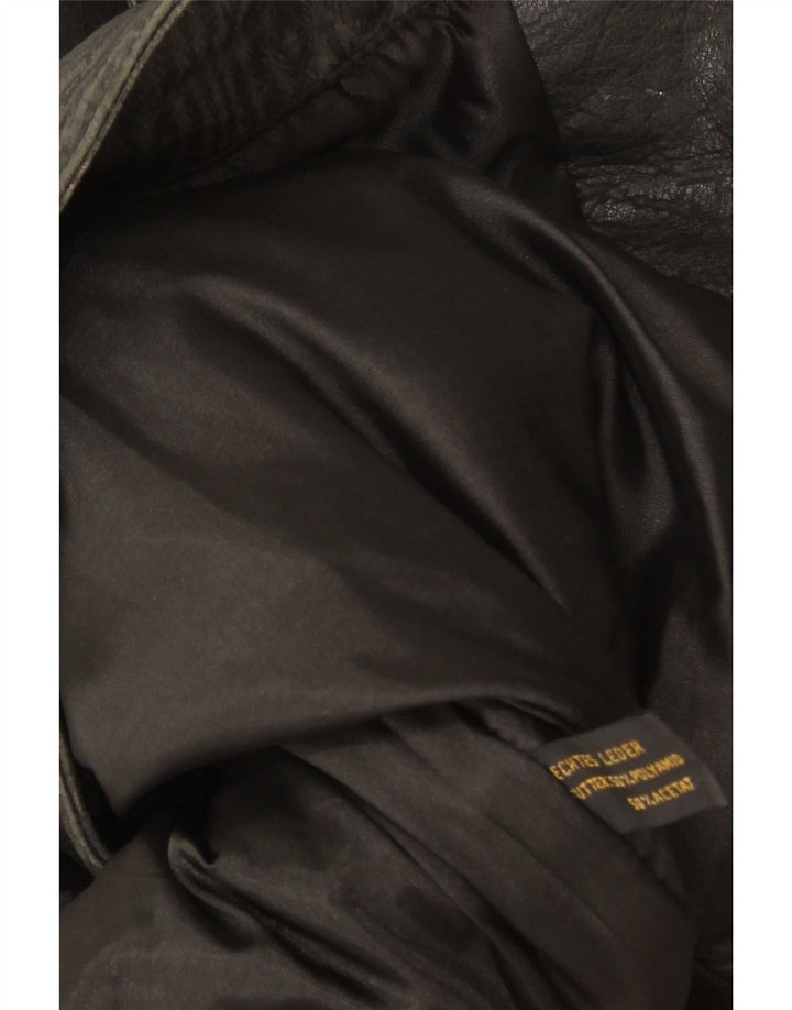 Jaqueta de couro feminina vintage UK 18 XL preta