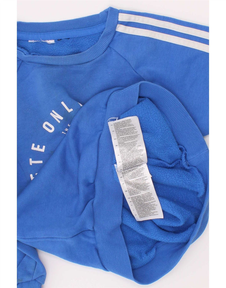 Adidas meninos moletom gráfico jumper 2-3 anos azul algodão