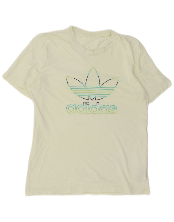 Adidas Mens Graphic T-Shirt Top Médio Algodão Amarelo