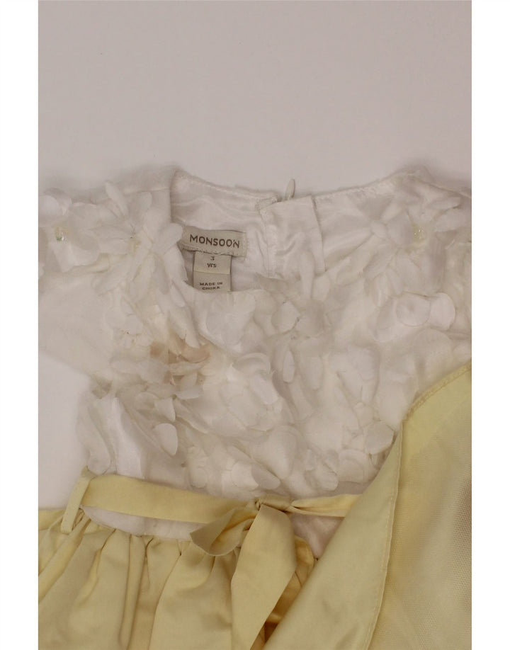 Monsoon Vestido feminino evasê 2-3 anos amarelo colorblock poliéster