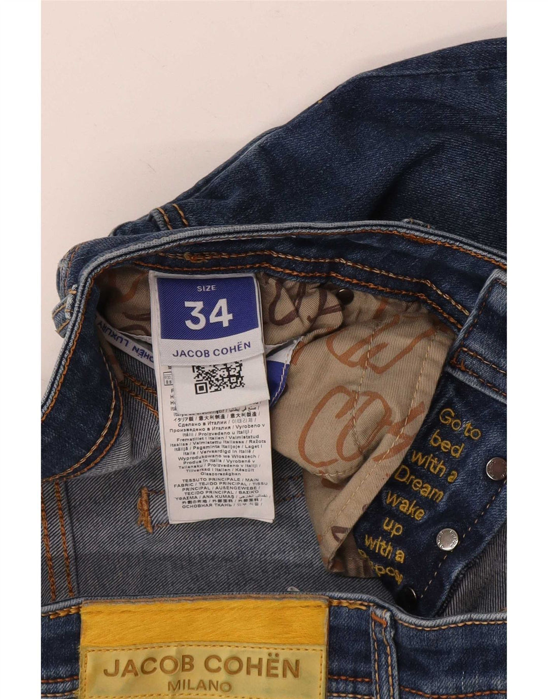 Jacob Cohen Jeans recortados masculinos W34 L25 algodão azul