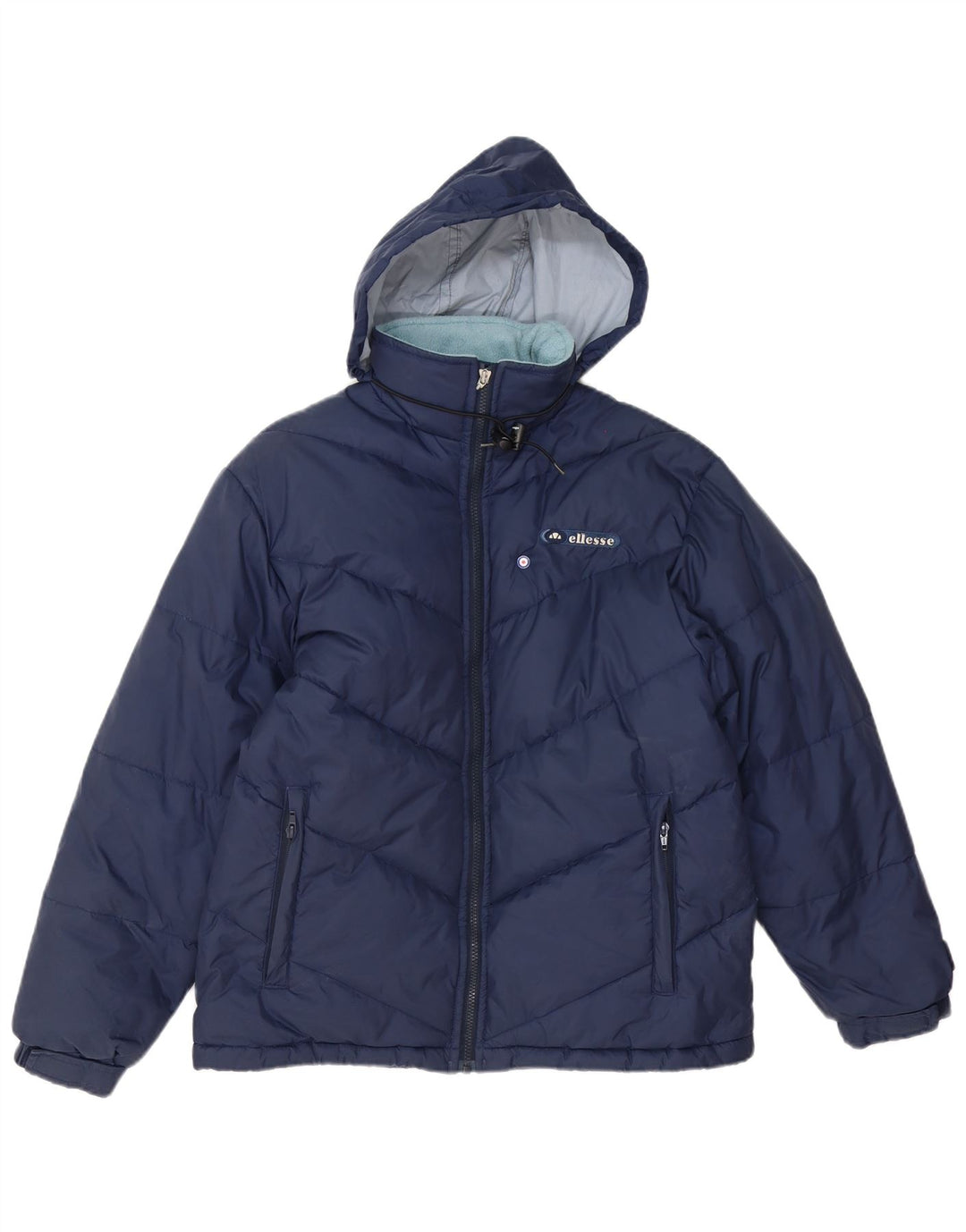 Jaqueta feminina acolchoada com capuz Ellesse UK 12 poliéster azul marinho médio