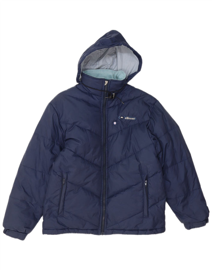Jaqueta feminina acolchoada com capuz Ellesse UK 12 poliéster azul marinho médio